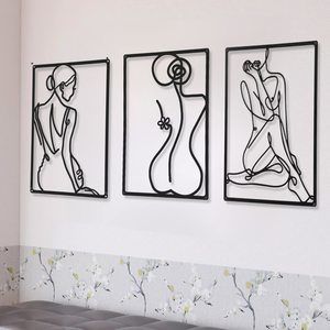 3 Pieces Metal Minimalist Abstract Woman Wall Art Line Drawing Wall Art Decor💟